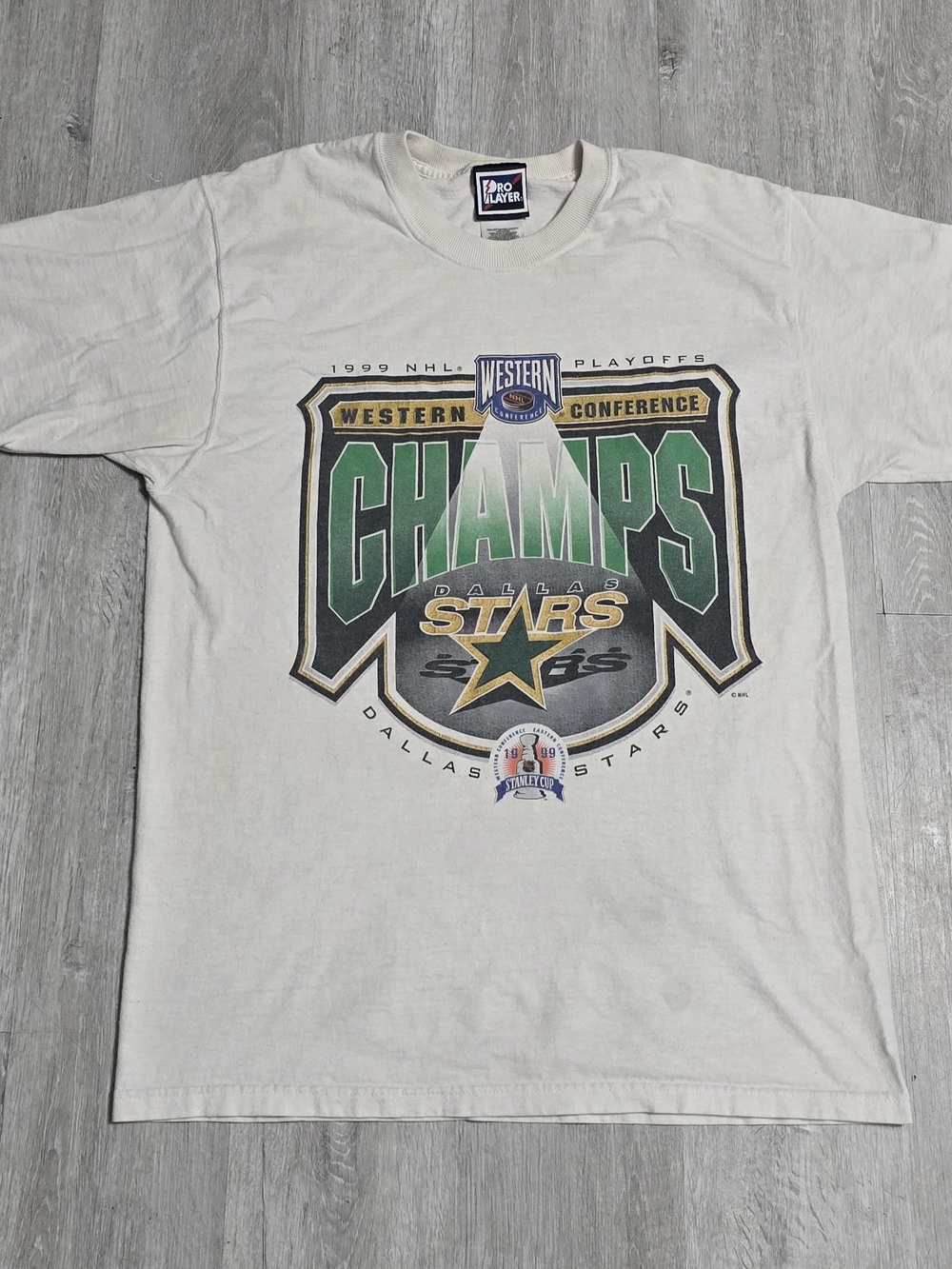Vintage 1999 Pro Player Dallas Stars Hockey NHL Western Conference Champions Tee